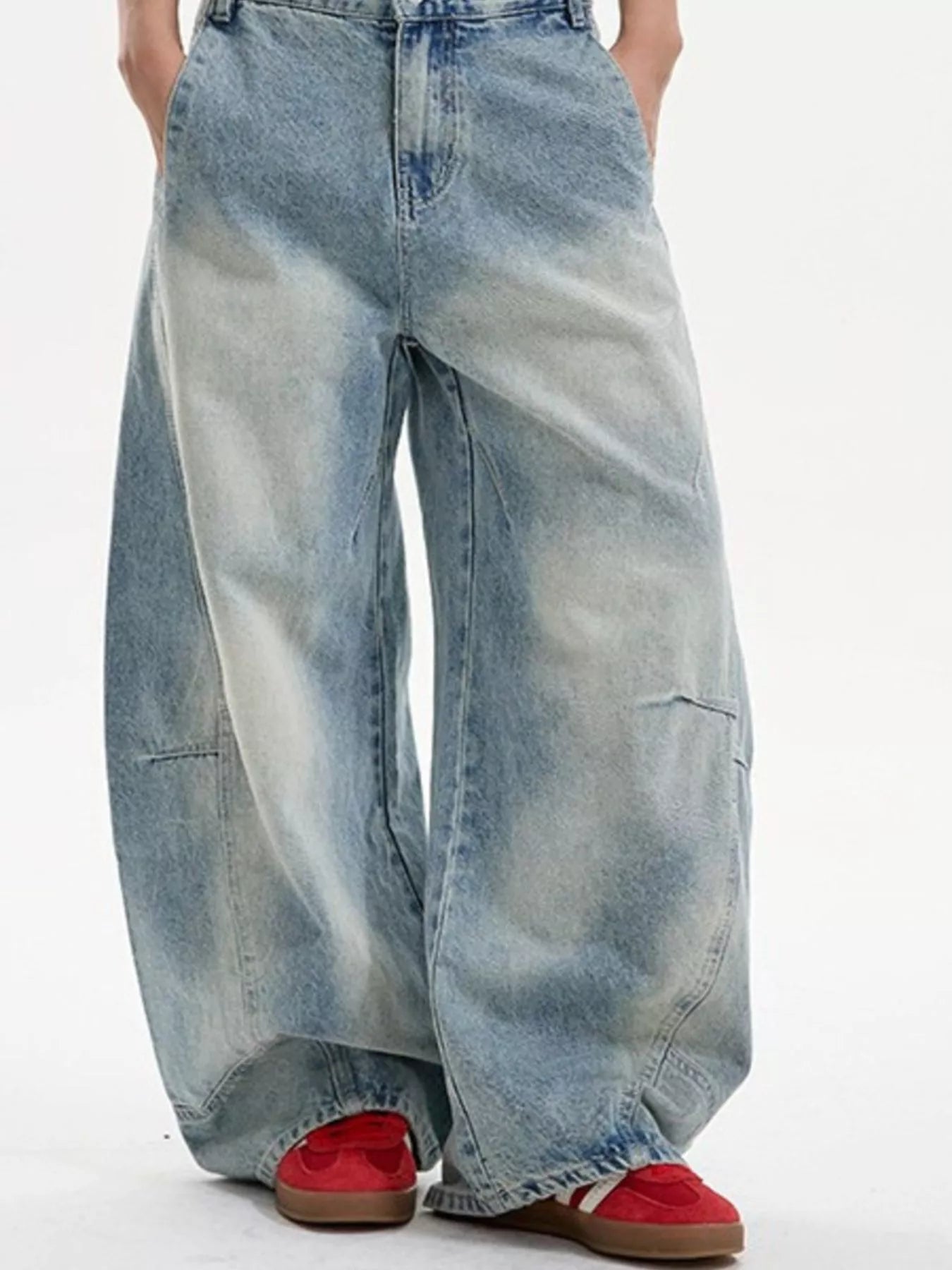 Men's Full Size Vintage Wash Wide Leg Jeans Plus Size