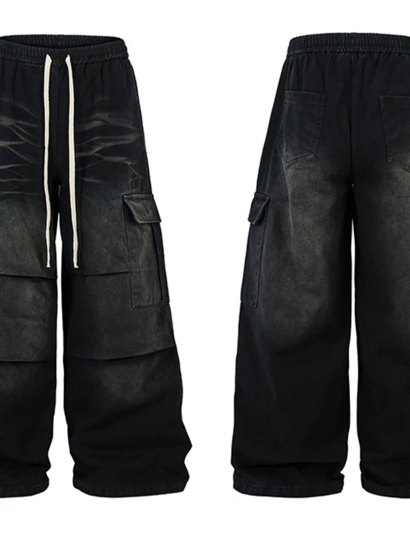 Men's Drawstring Wide Leg Cargo Jeans