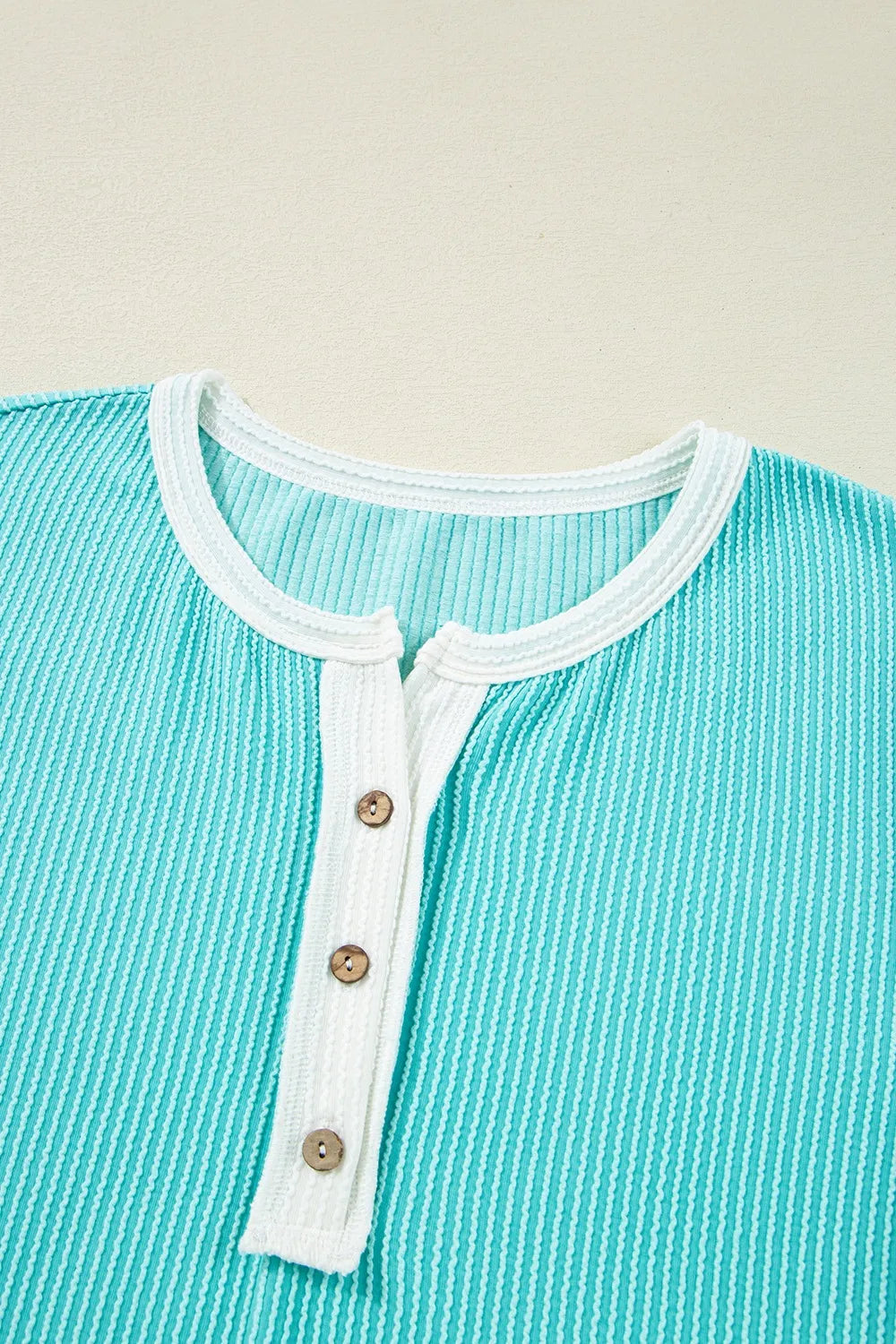 Corded Half Button Henley T Shirt
