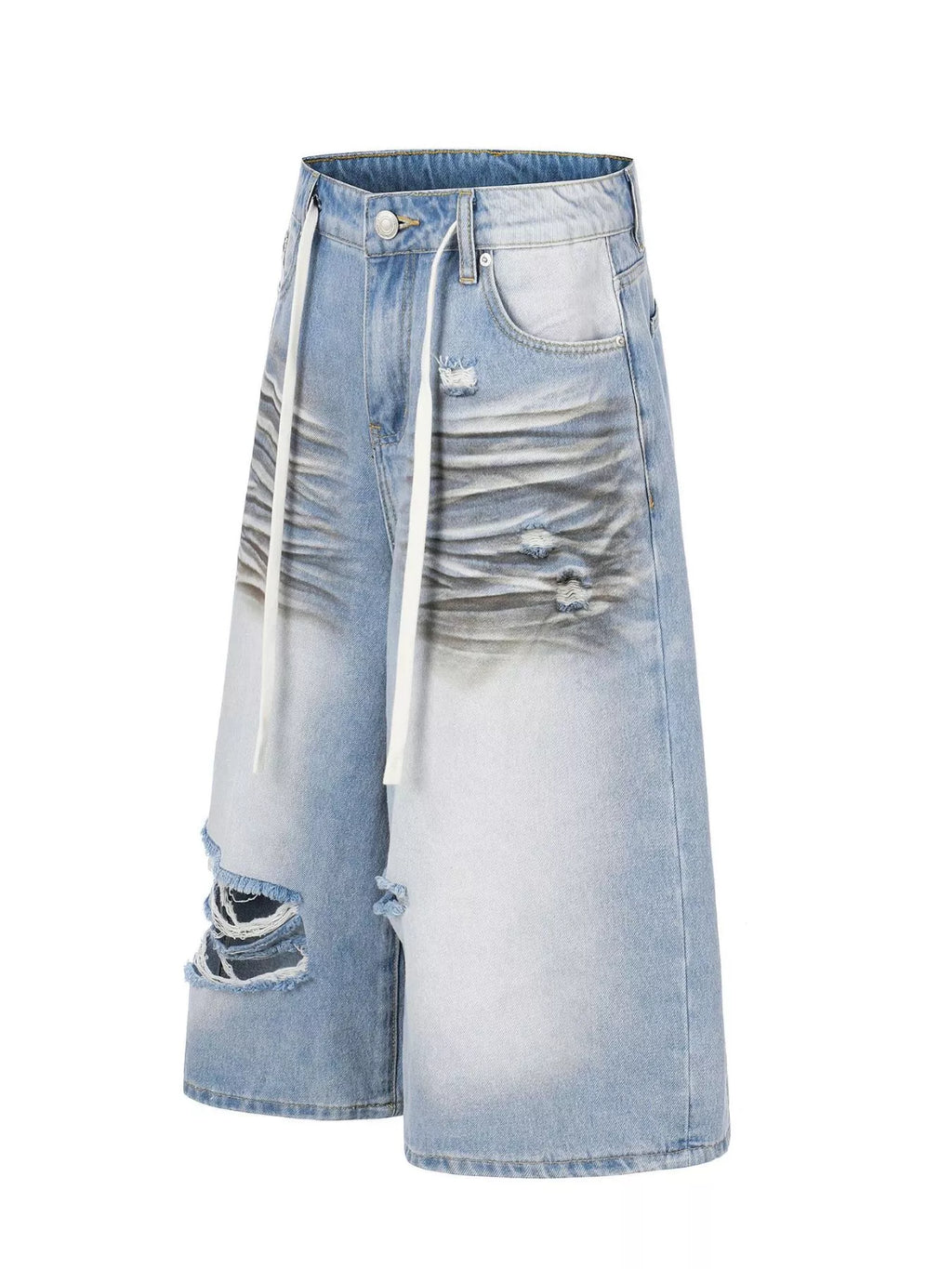 Men's Full Size Distressed Wide-Leg Capri Jeans Plus Size