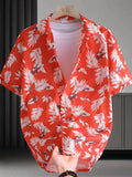 Men's Plus Size Printed Button Up Short Sleeve Shirt