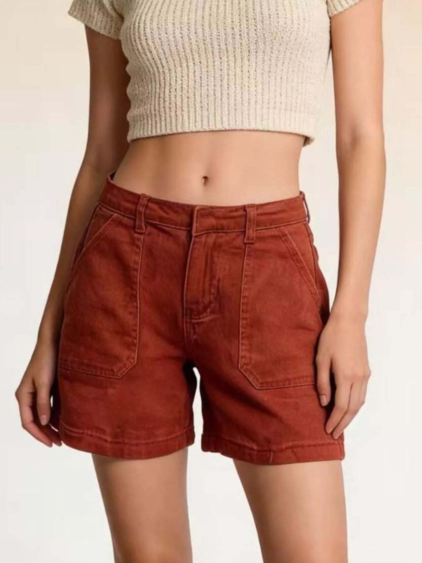 Pocketed Denim Shorts