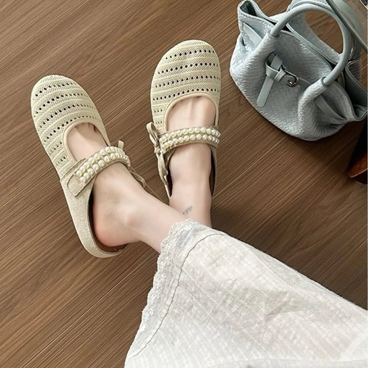 Hollow Out Round Toe Flat Slip-Ons