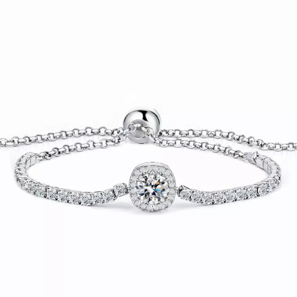 1 Carat Moissanite 925 Sterling Silver Chain Bracelet