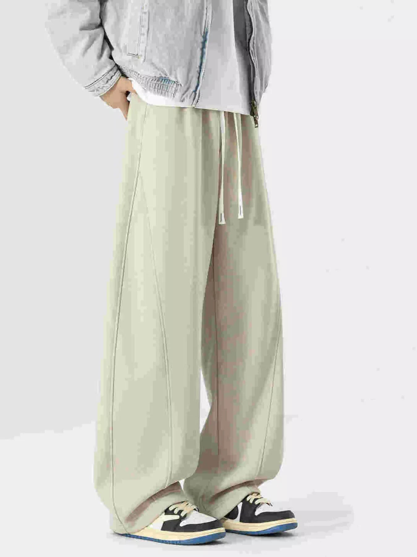 Men's Plus Size Loose Fit Drawstring Wide Leg Pants