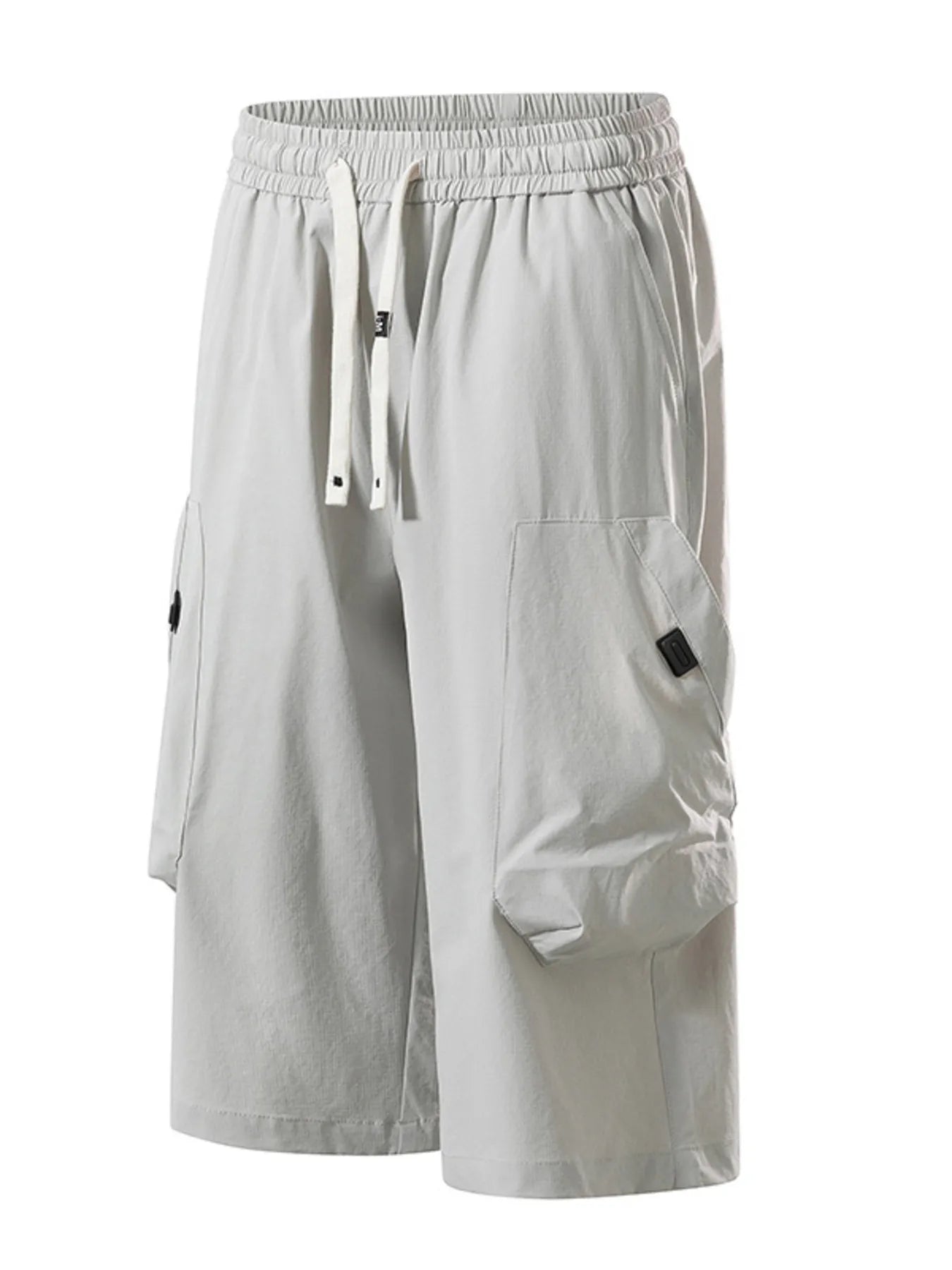 Men's Plus Size Casual Cargo Capris with Drawstring Waist