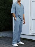 Men's Full Size Short Sleeve Top and Pants Set Plus Size