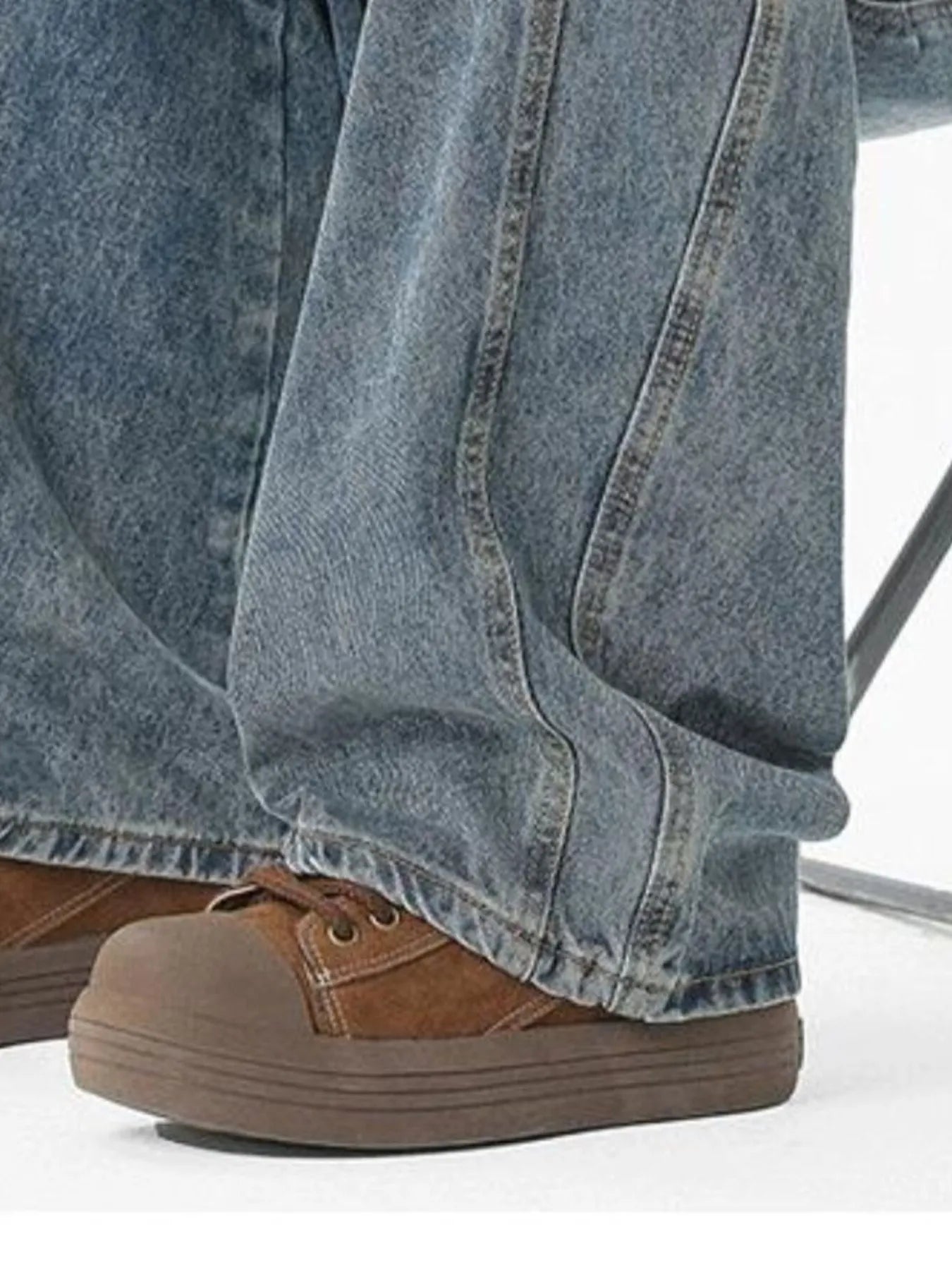 Men's Full Size Wash Wide Leg Jeans Plus Size