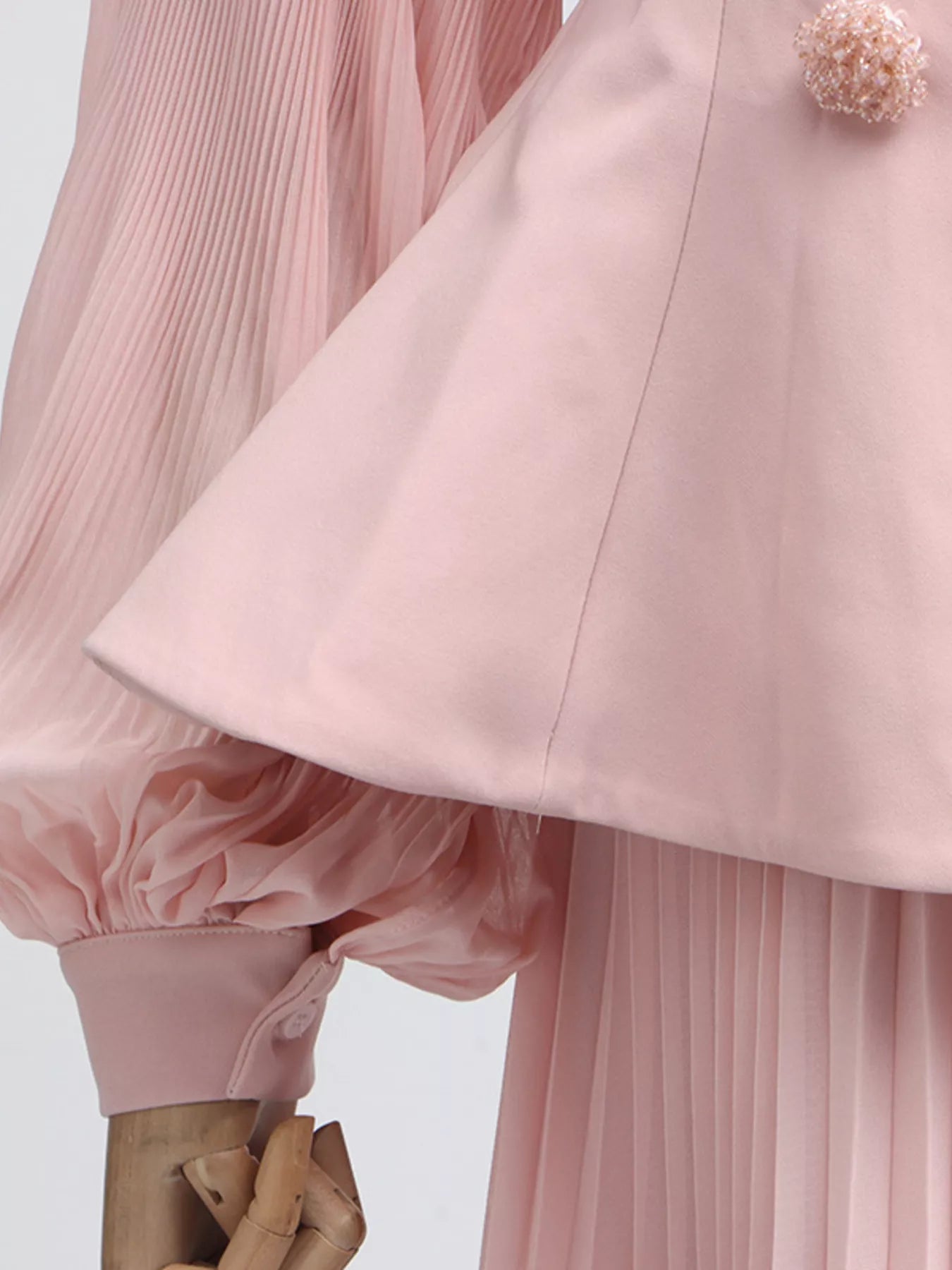 Frill Lapel Collar Top and Pleated Skirt Set