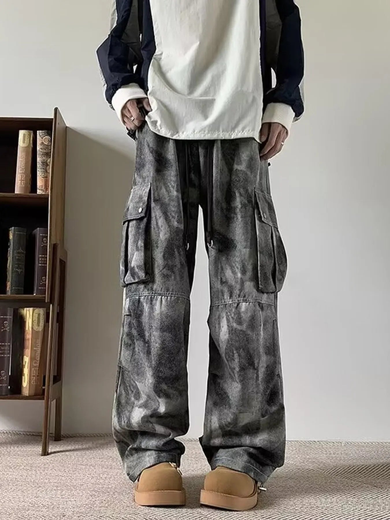 Men's Tie-dye Loose Fit Cargo Jeans