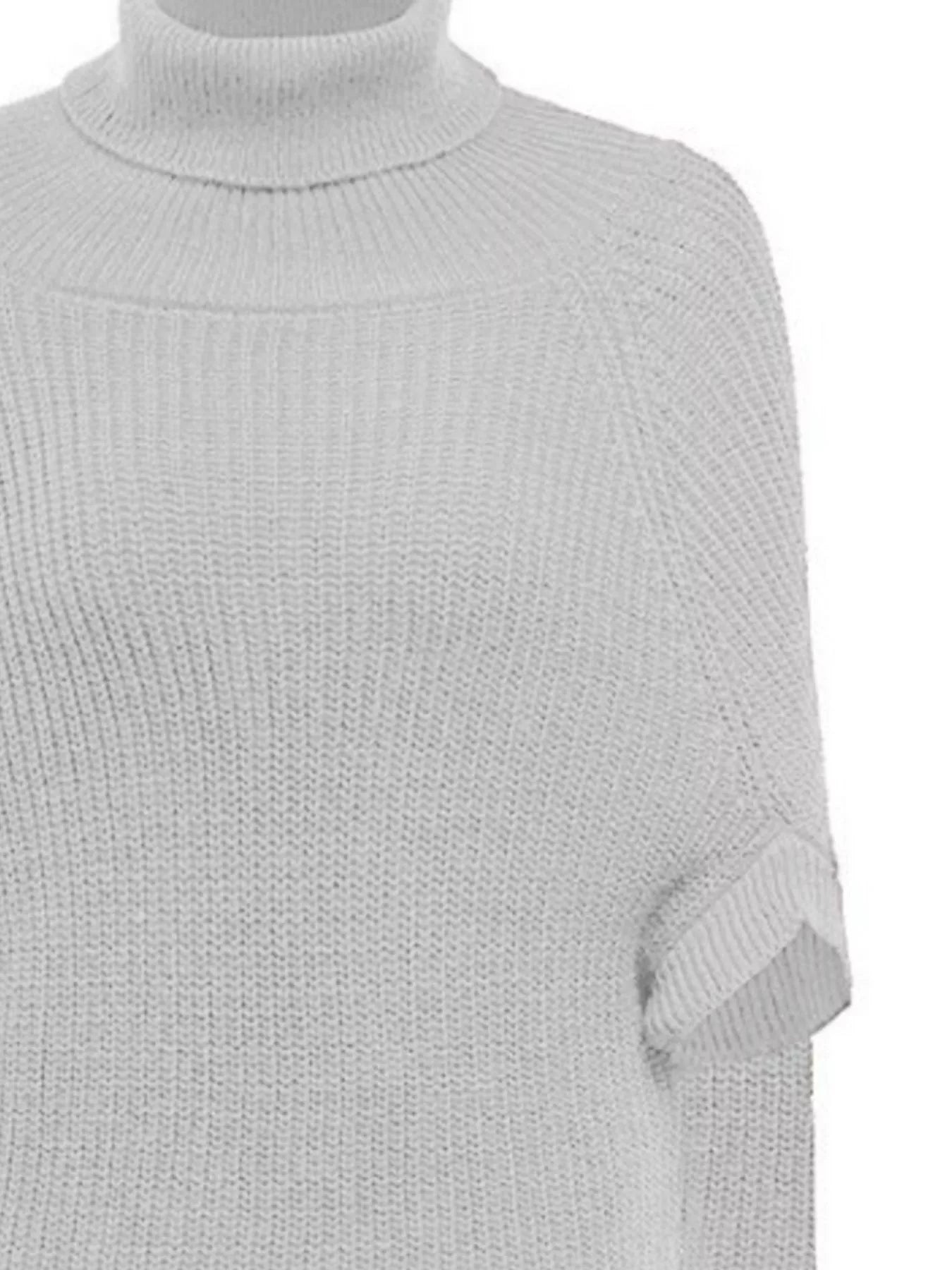 Turtleneck Knitted Cape Sweater