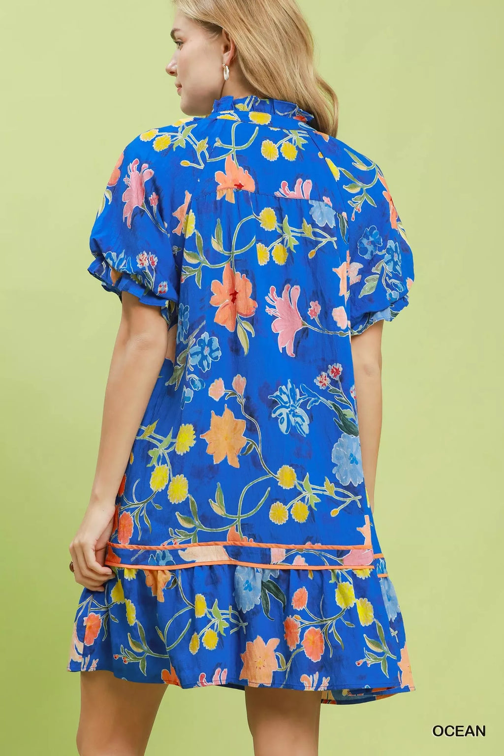 Umgee Floral Ruffle Hem Mini Dress