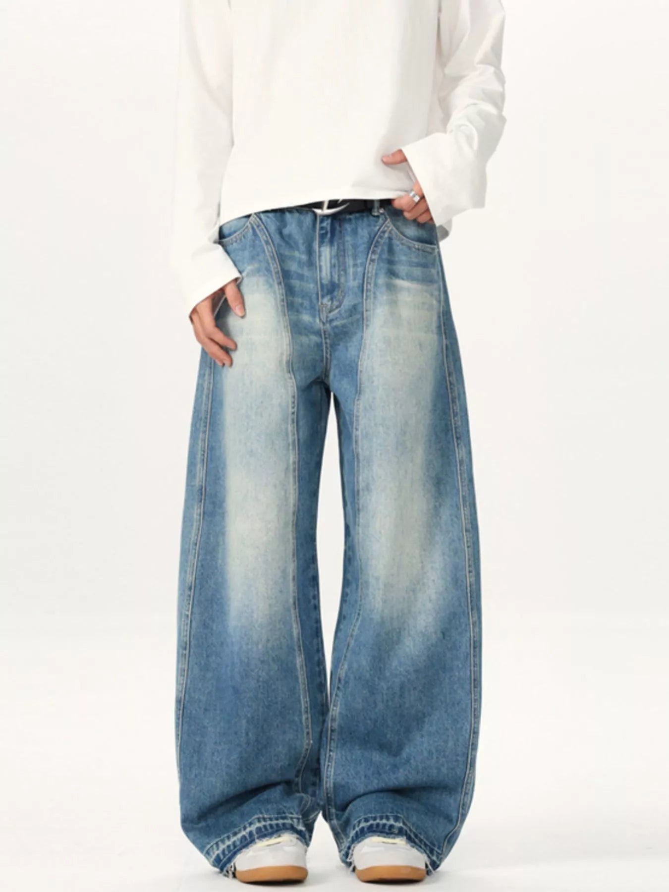 Men's Washed Wide Leg Jeans