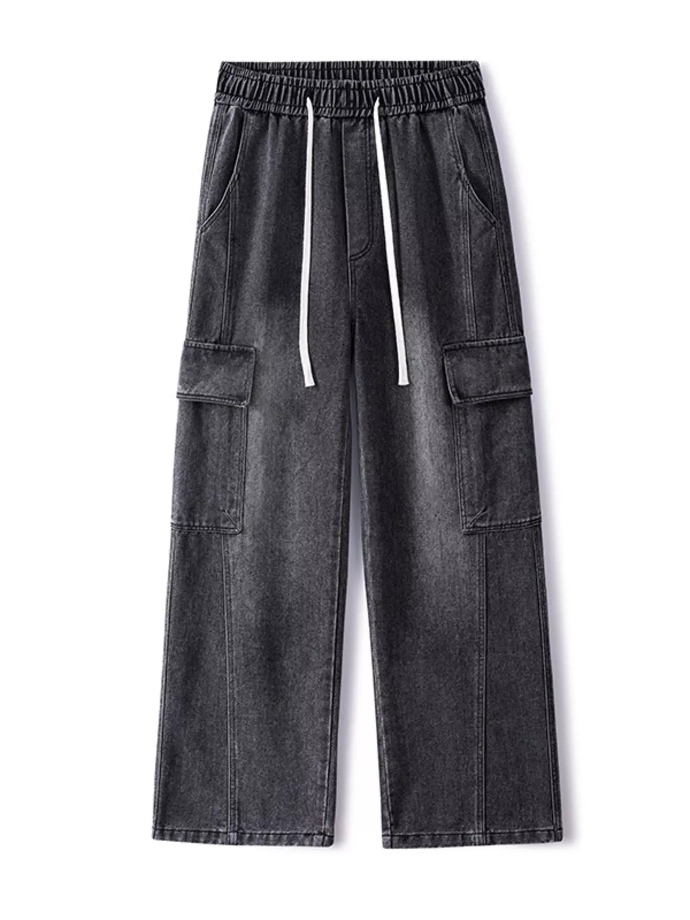 Men's Plus Size Wash Wide Leg Cargo Jeans
