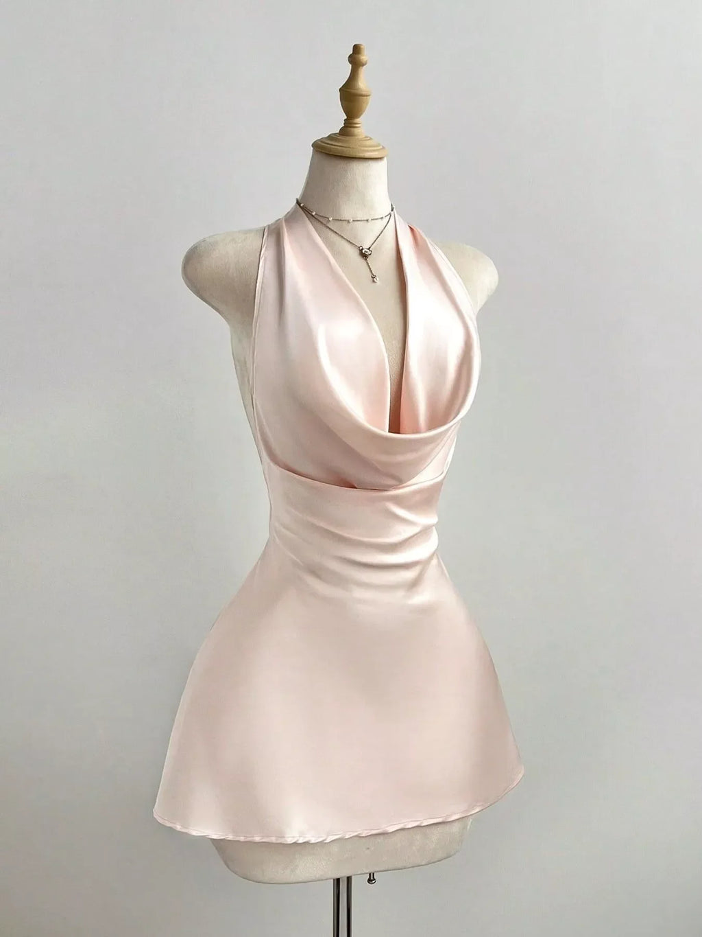 Satin Backless Halter Neck Dress
