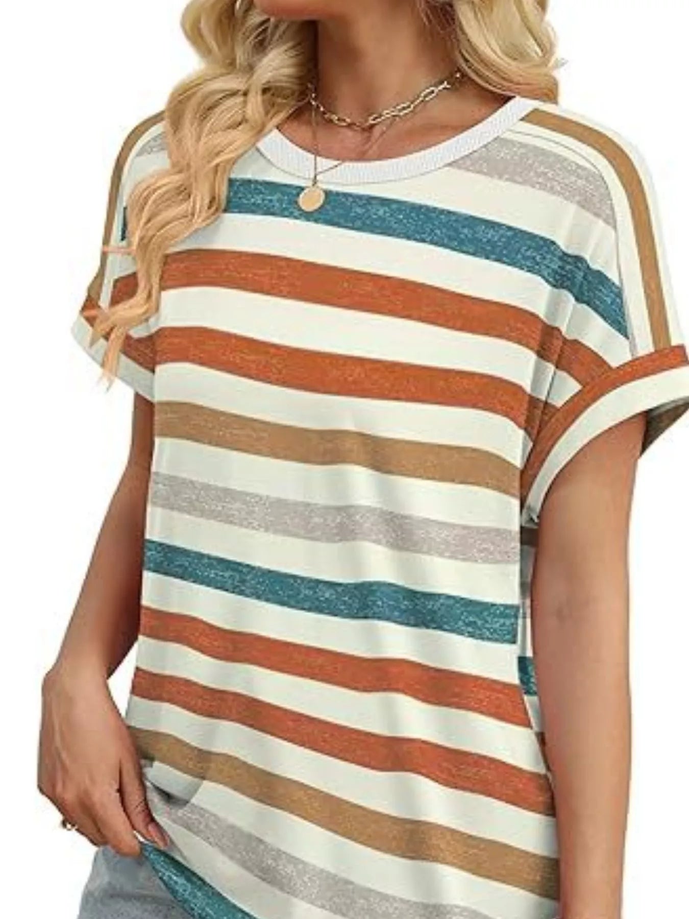 Striped Short Sleeve Casual T-Shirt