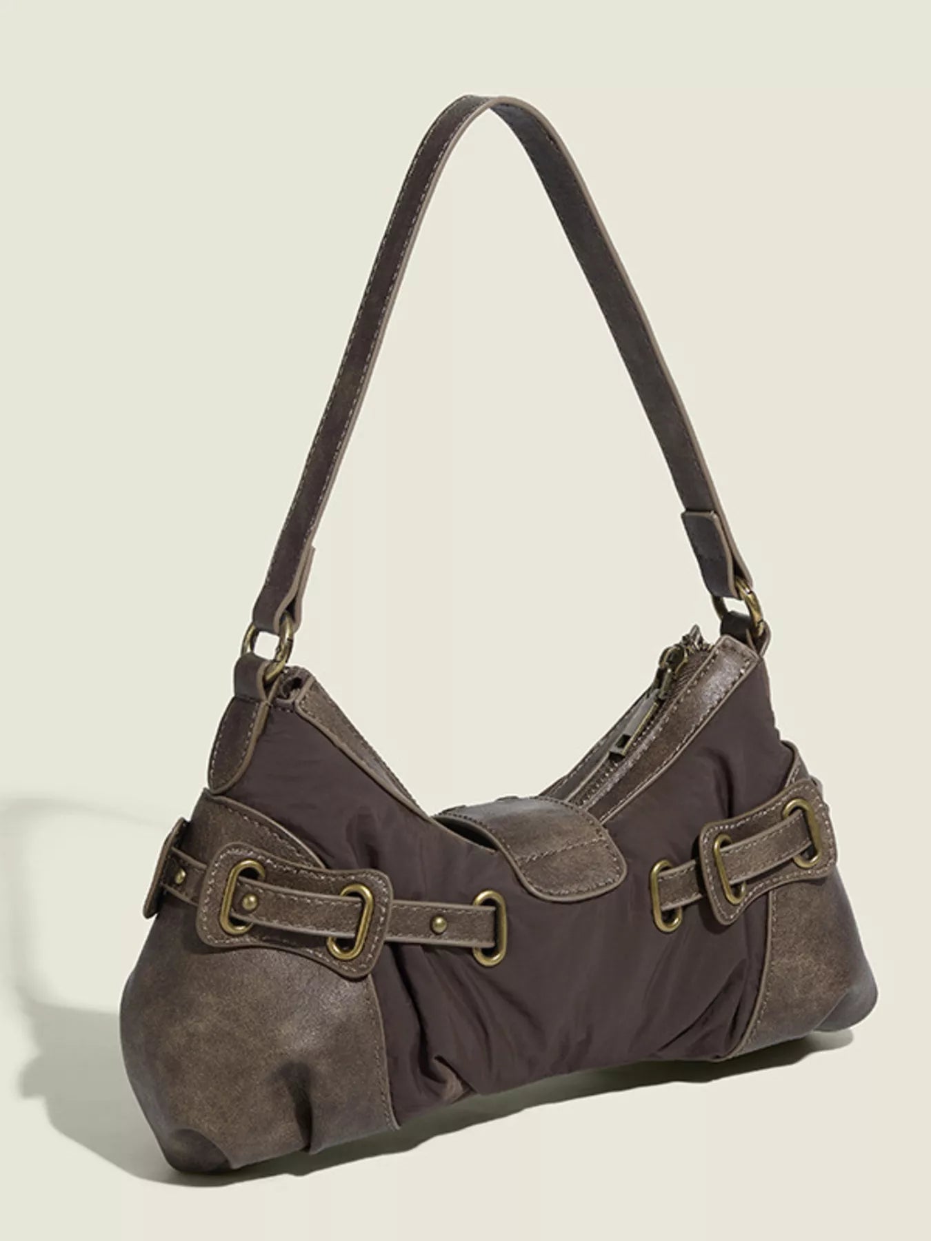 Vintage Buckle Accent Shoulder Bag