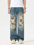 Men's Full Size Distressed Wide Leg Jeans Plus Size