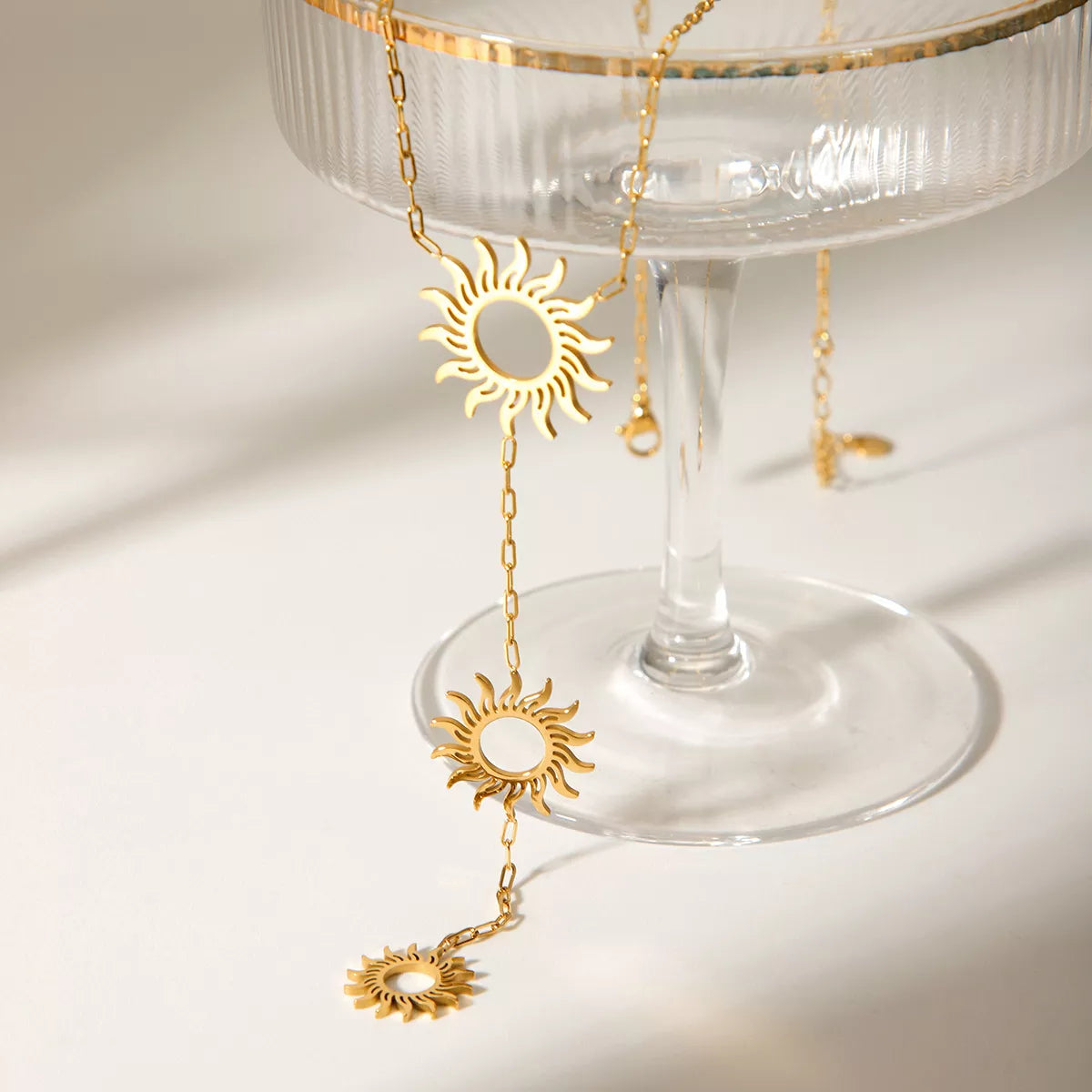 18K Gold-Plated Sun Pendant Necklace