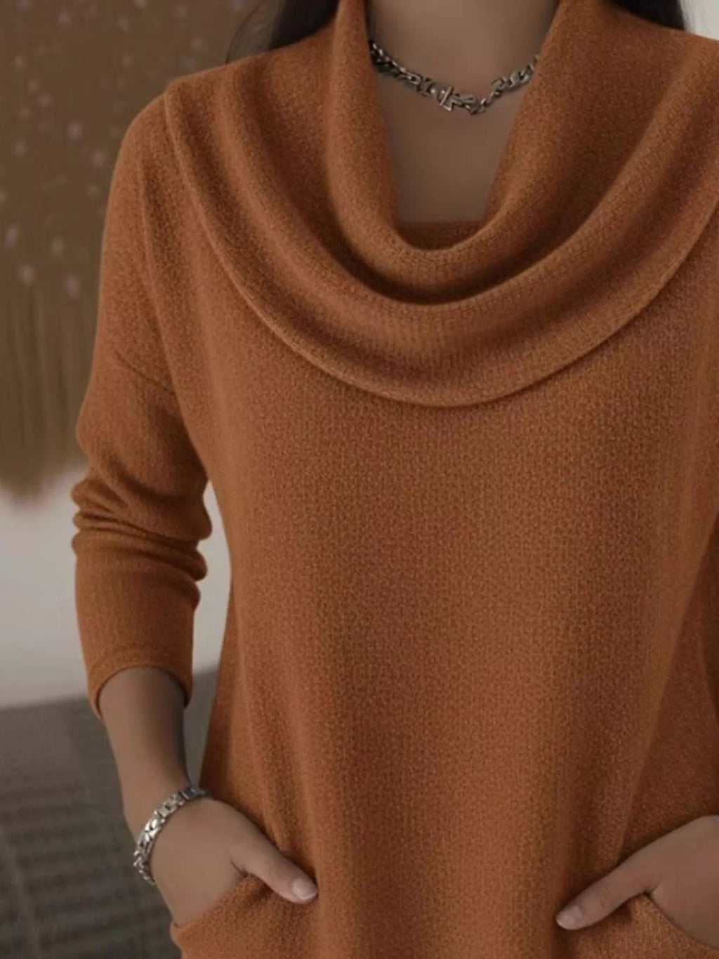 Full Size Cowl Neck Long Sleeve Top Plus Size