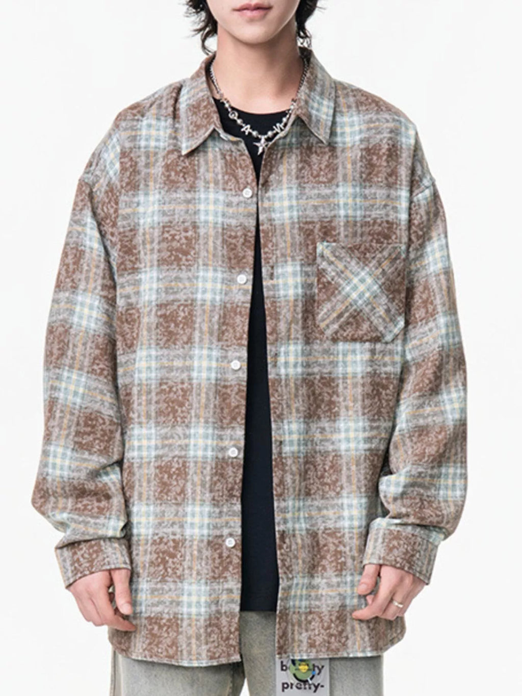 Men's Plus Size Plaid Button Up Long Sleeve Shirt