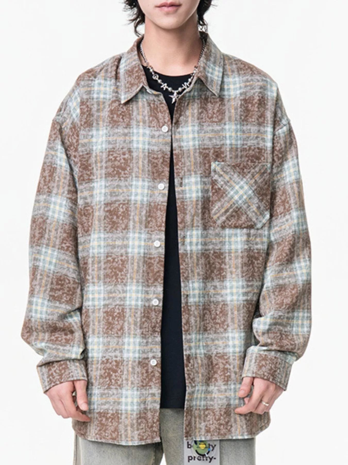 Men's Plus Size Plaid Button Up Long Sleeve Shirt