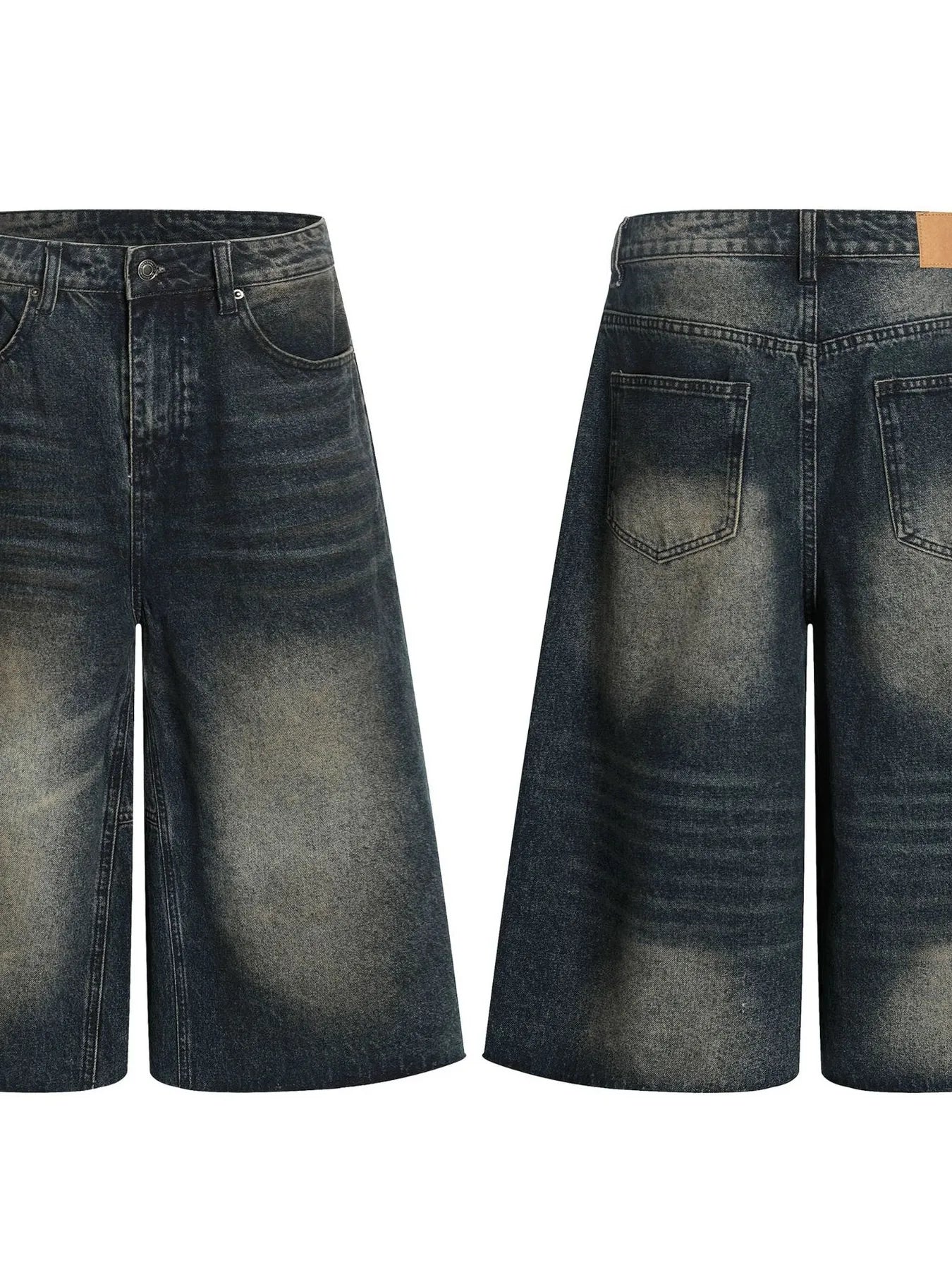Men's Vintage Wash Wide Leg Capri Jeans