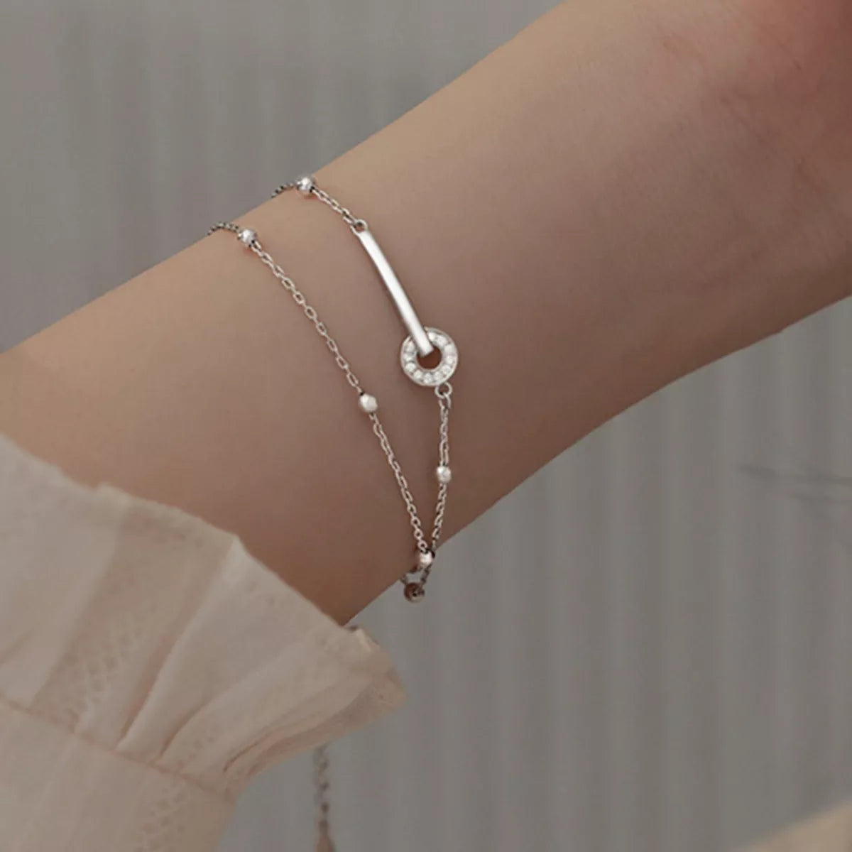 925 Sterling Silver Double Layered Bracelet