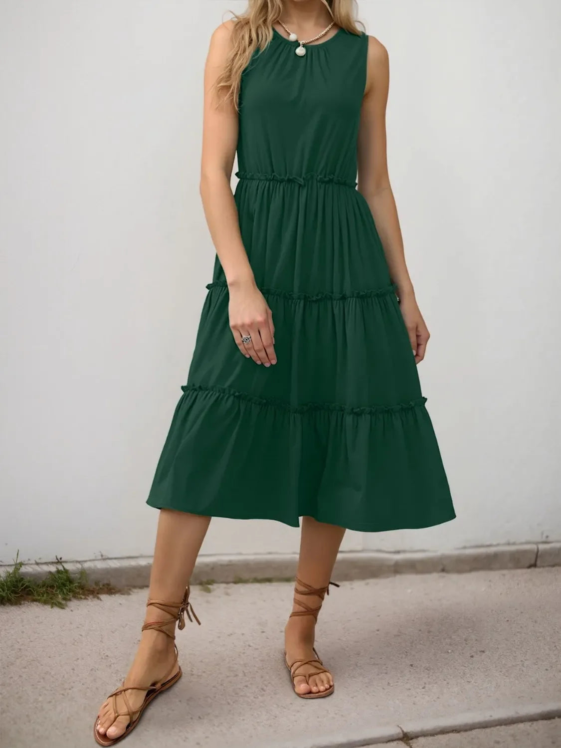 Frill Tiered Midi Dress
