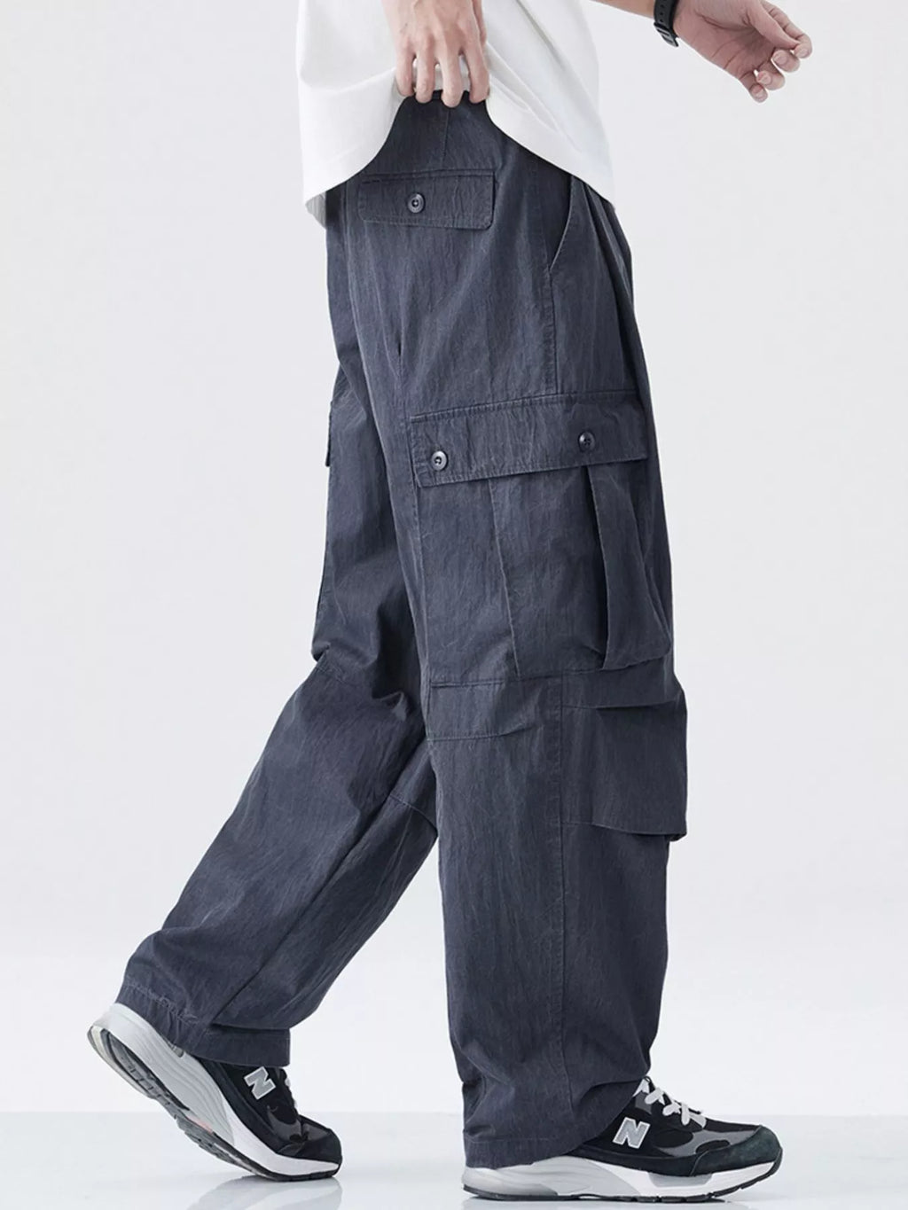 Men's Drawstring Wide Leg Cargo Pants