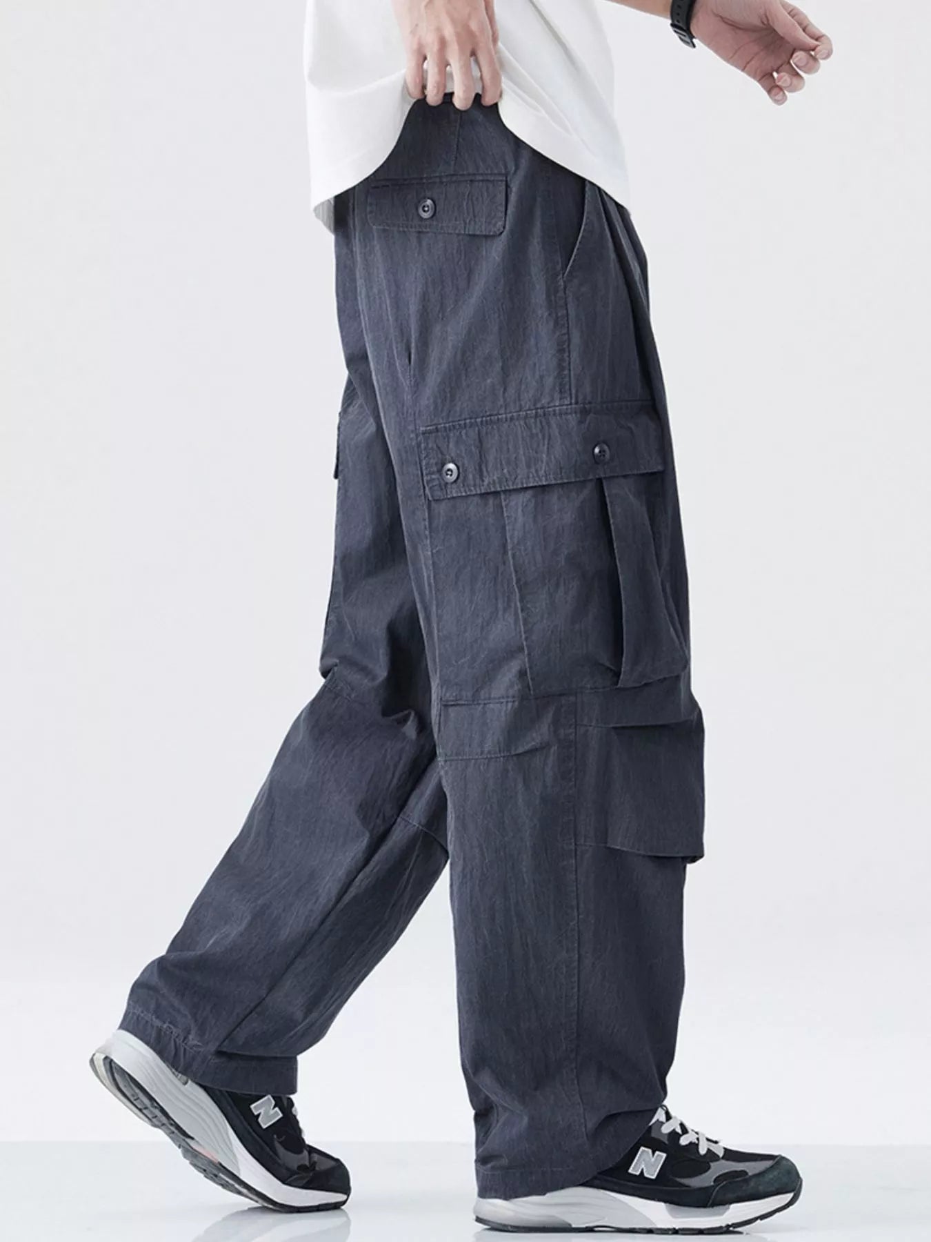 Men's Drawstring Wide Leg Cargo Pants