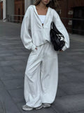 Oversized Zip-Up Hoodie and Wide-Leg Pants Set