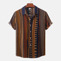 Men's Plus Size Striped Short Sleeve Button-Up Shirt
