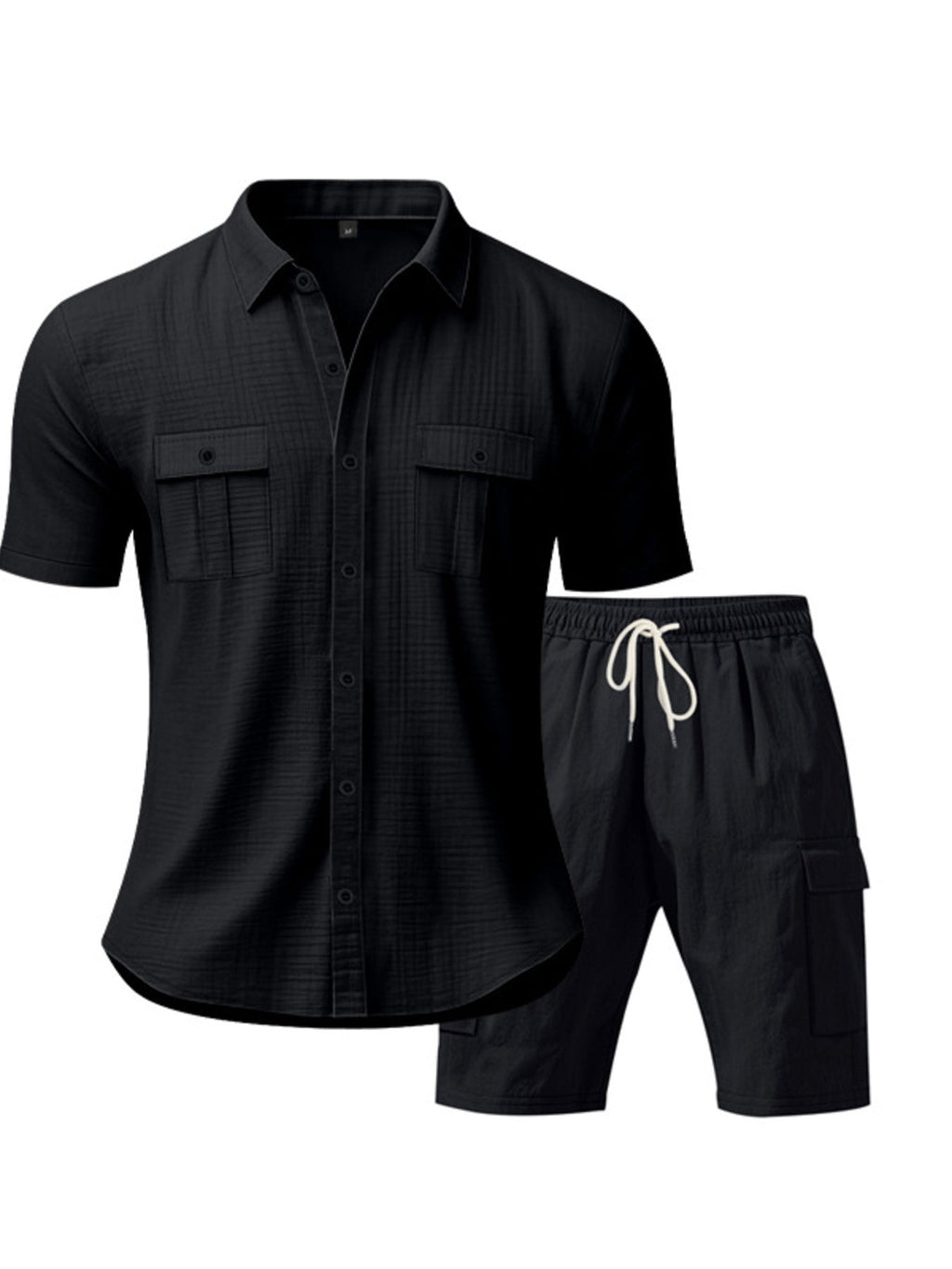 Men's Full Size Button Up Shirt and Shorts Set Plus Size