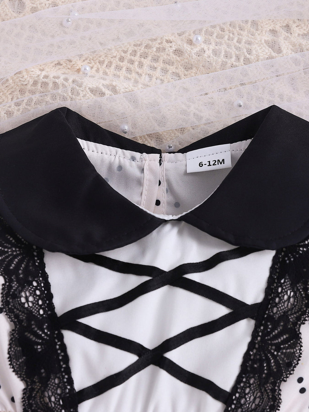 Children's Butterfly Print Lace Trim Peter Pan Collar Dress