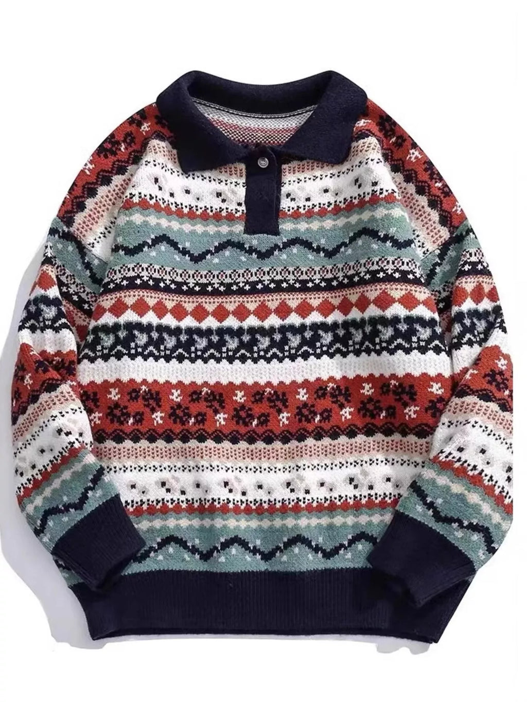 Men's Vintage Patterned Knit Sweater