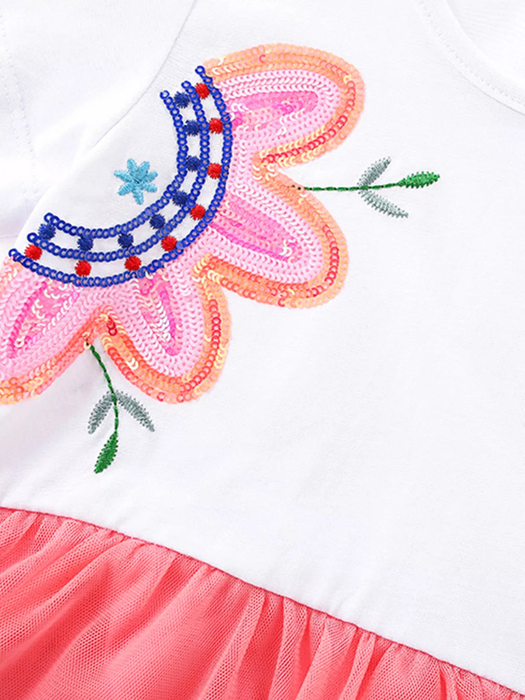 Children's Floral Embroidered Tulle Dress