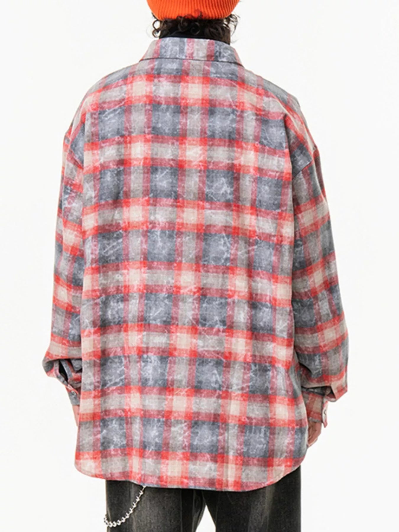 Men's Plus Size Plaid Button Up Long Sleeve Shirt