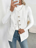 Textured Button-Front Vest with Raw Edge