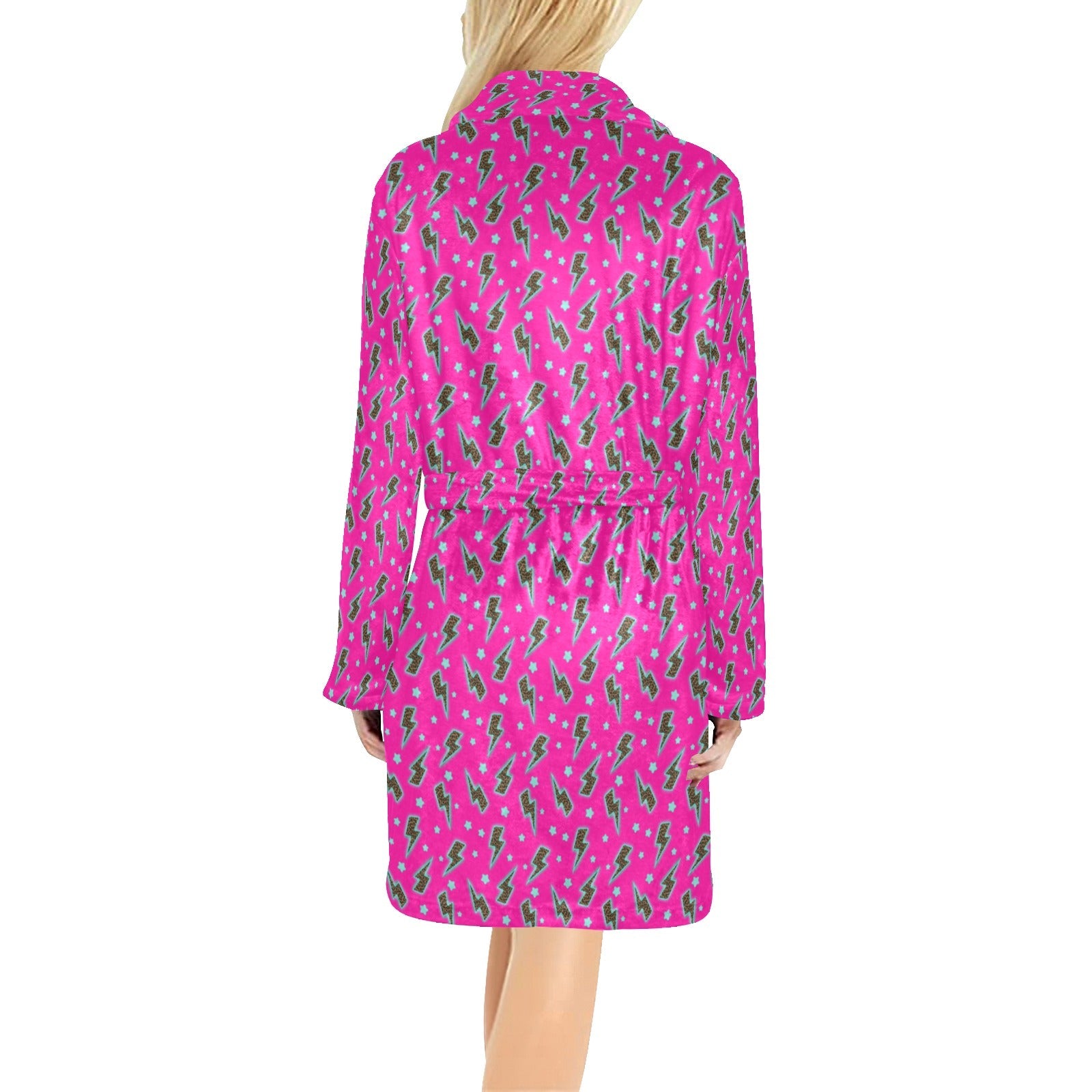 Baha Ranch Hot Pink Lightning Bolt Women's Western Bath Robe