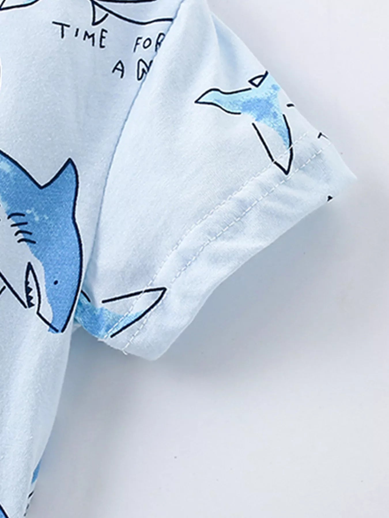 Children's Shark Print Short Sleeve Top and Shorts Set