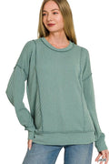 Zenana Corded Rib Long Sleeve Round Neck Top
