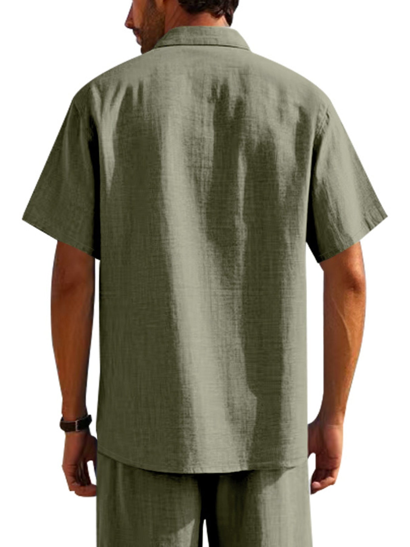 Men's Full Size Short Sleeve Shirt with Pockets Plus Size