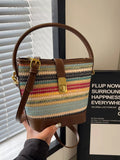 Striped Bucket Crossbody Bag