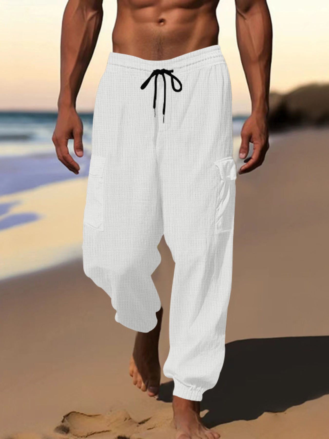 Men's Full Size Drawstring Joggers with Pockets Plus Size