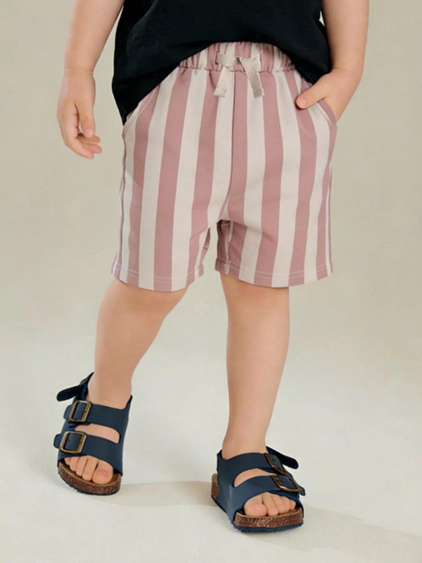 Children's Striped Elastic Waist Casual Shorts