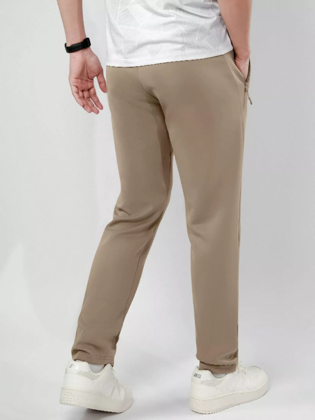 Men's Plus Size Stretch Elastic Waistband Pants with Side Zipper Pockets