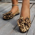 Leopard Bow Flat Slip-Ons