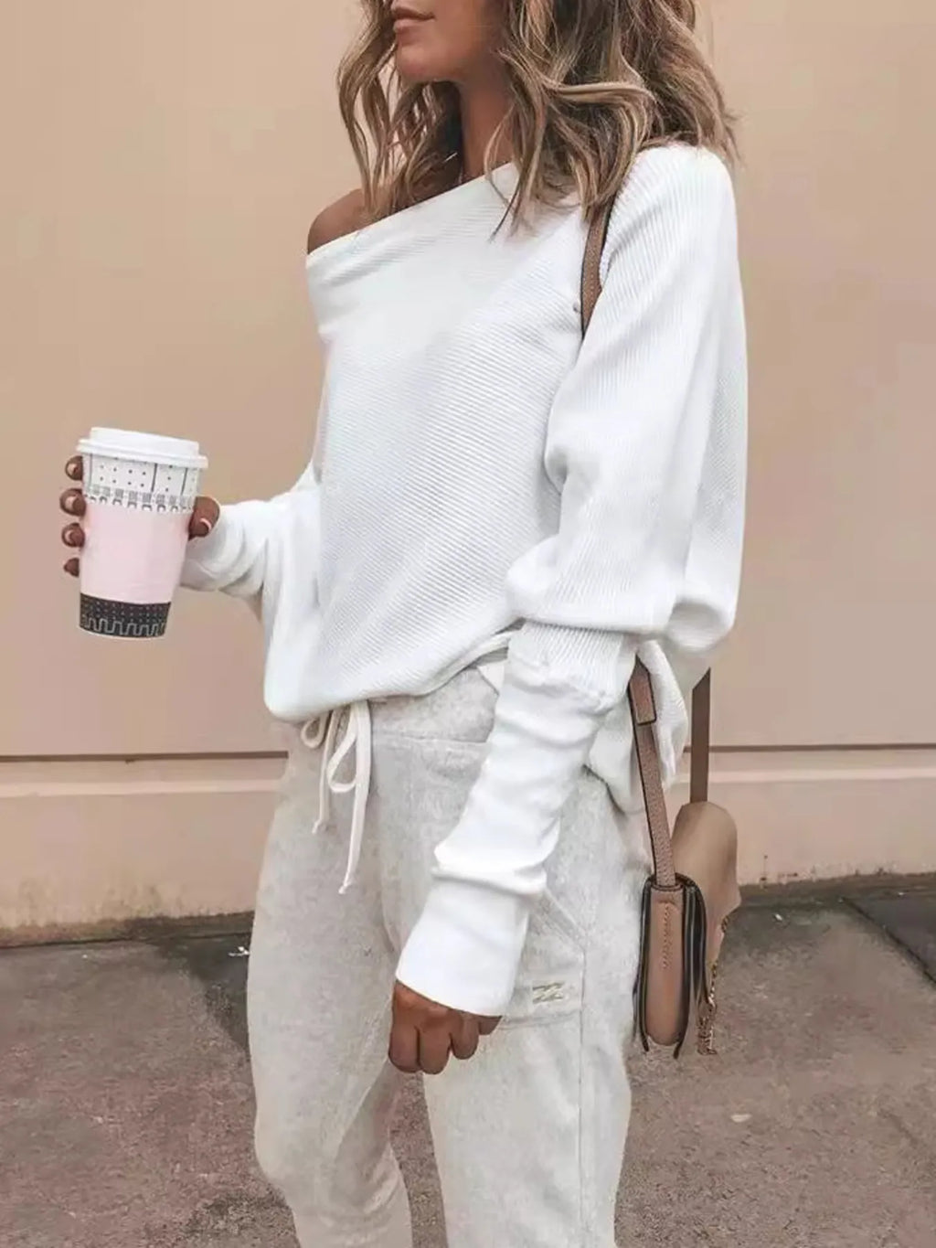 Full Size One-Shoulder Ribbed Sweater Plus Size