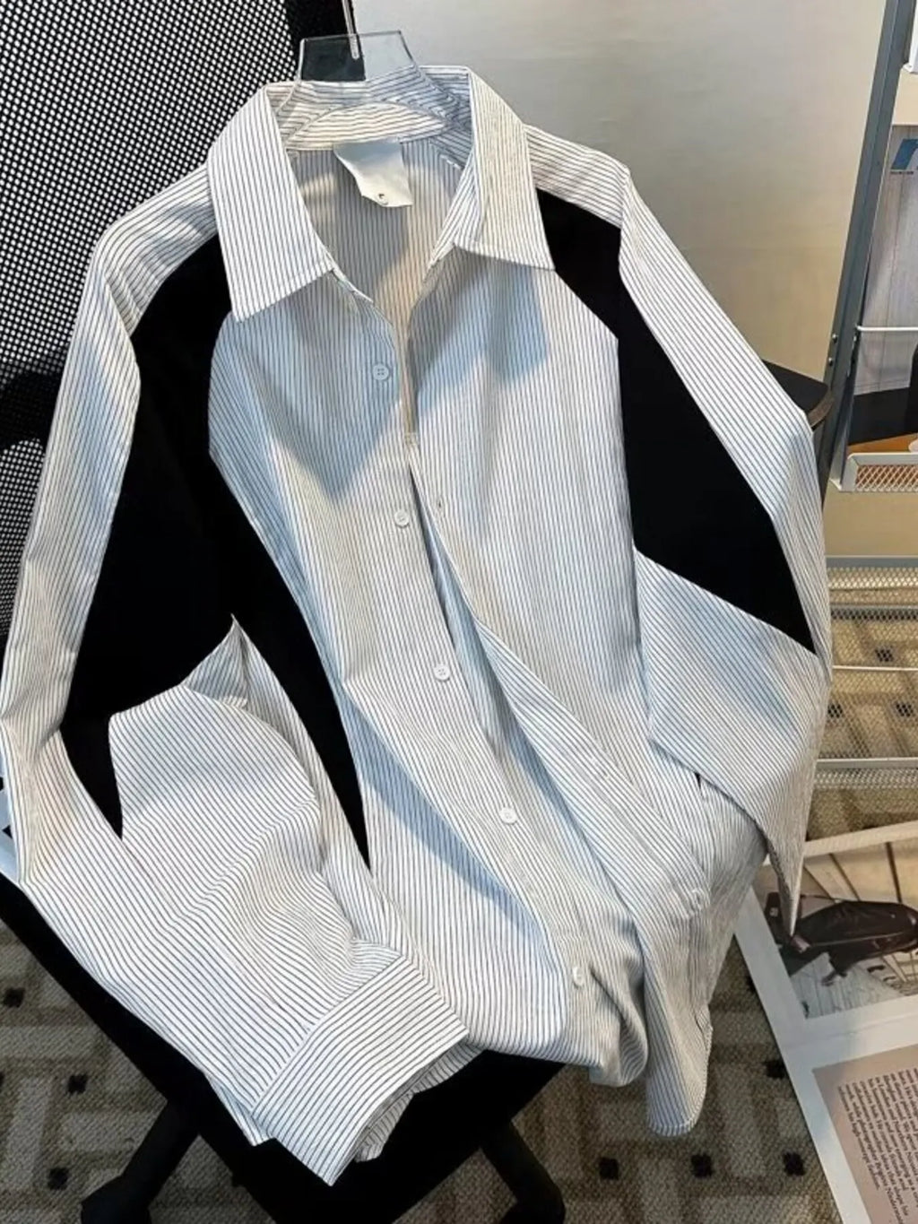 Men's Color Block Striped Long Sleeve Shirt